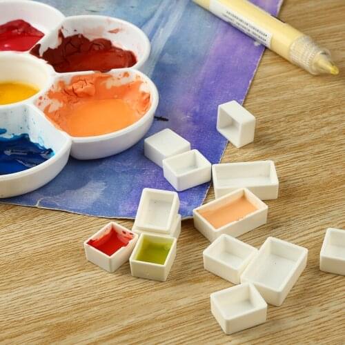 10PCS White Plastic Empty Artist Paint Pan Kits for DIY Watercolor Oils or Acrylics Painting Travel Case Palette Art Drawing
