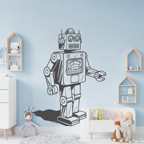 Retro Robot Wall Decal 1950s Style Robot Atomic Age Decal Toy Decal Boys Bedroom Wall Decal Home Decor Wall Stickers Z697