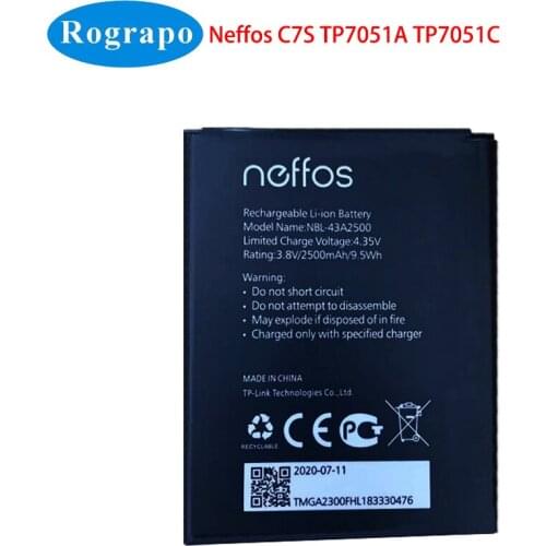 NEW Original 2500mAh NBL-43A2500 Replacement Battery For TP-Link Neffos C7S TP7051A TP7051C Mobile Phone