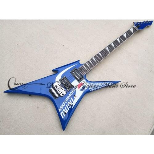 Custom 6 string electric guitar,blue guitar,HH pickups,tremolo bridge, PEPS pattern veneer,chrome buttons