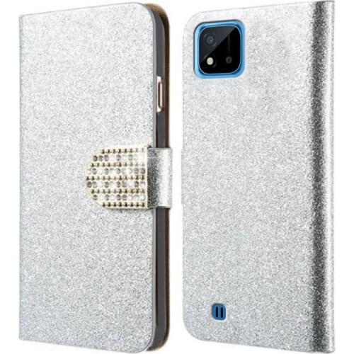 Luxury Wallet Women Cases For Realme C25 RMX3191 Etui Realmi C21 C20 C 20 Back Cover Diamond Phone Holster For Realme C20 Case