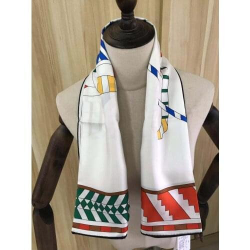 2021 new arrival winter autumn classic horse 100% pure silk scarf twill hand made roll 90*90 cm shawl wrap for women lady