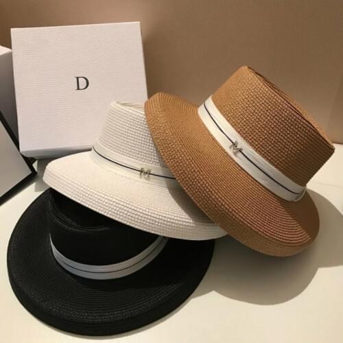 2020 New Womens Wide Brim Sun Hats Summer Ribbon M Straw Hat Fashion Foldable Beach Boater Hat Cap Holiday Audrey Hepburn