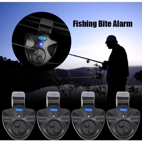 4pcs Carp Fishing Fish Bite Alarm Electronic Buzzer on Fishing Rod with Loud Siren Daytime Night Indicator Without Battery