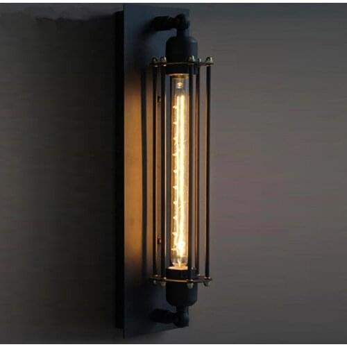 North European-style rural retro industrial wind aisle balcony wrought iron large wall lamp Eddie growth flute bulb wall light