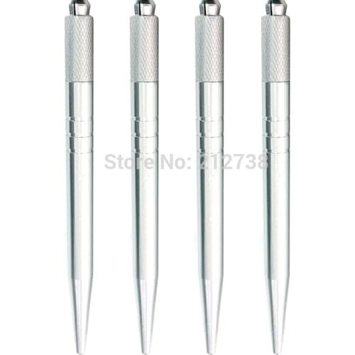 5 Pcs Tattoo Microblading Pen Silver Color Tebori Pen Manual Tattoo Pen Machine for Permanent Makeup Pen Eyebrow