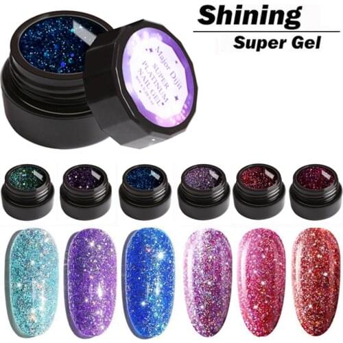 UV Gel Nail Polish Super Shining Glitter Sequins Nail Gel Polish Fashion 10Colors 8ml Varnish Soak Off UV Led Nail Art Laquer