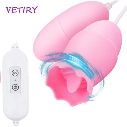 VETIRY Tongue Vibrators 12 Modes USB Power Vibrating Egg G-spot Massage Vagina Licking Clitoris Stimulator Sex Toys for Women