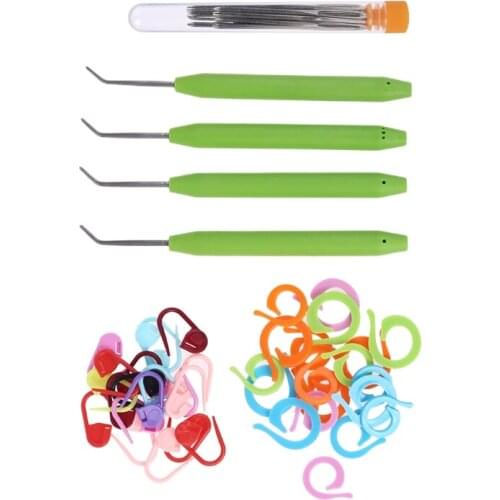 Knitting Loom Hook Crochet Needle Hook with Metal Large-Eye Sewing Needles Knitting Stitch Counter Stitch Locking Marker