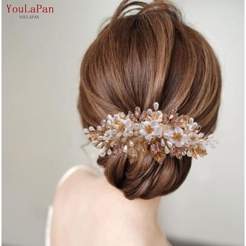 YouLaPan HP321 Floral Hair Pieces for Women Wedding Hair Clip Silver Bridal Comb Romantic Wedding Hairpins Bridal Headpieces