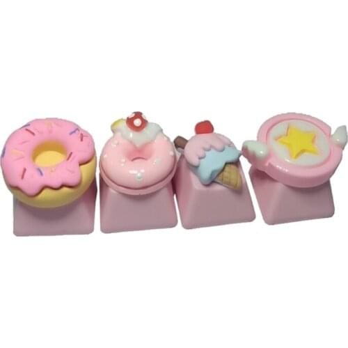 1Pc DIY PBT Keycap Pink Cute Cake Ice Cream for mechanical keyboards R4 Height 37MC