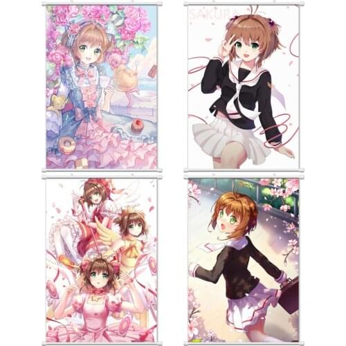1pcs Cute Anime Cartoon Card Captor Sakura Printed Poster Scroll Picture Cosplay Prop Wall Decor Women Men Gift