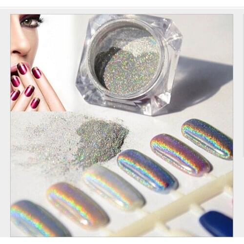 100Set/Lot Rainbow Sequins Laser Powder Rainbow Color Mermaid Magic Mirror Electroplated Silver Flash Fine Nail Glitter HA2280