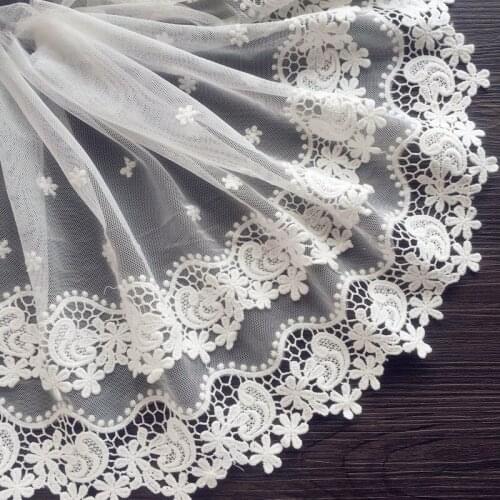 2Yard/Lot white handmade DIY lace fabric embroidery lace trim mesh garment accessories width 26cm