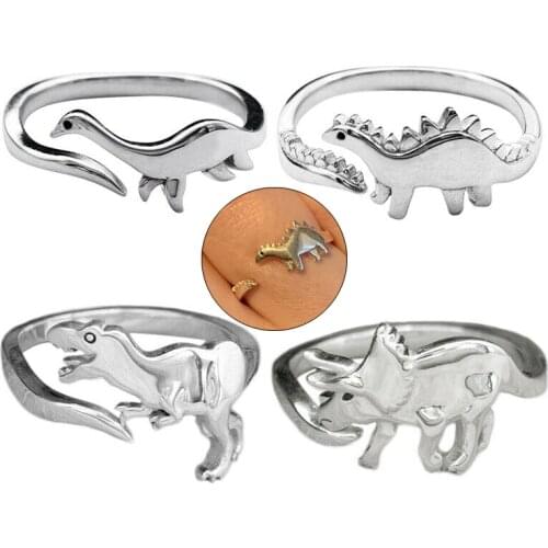 2021 Trendy Dinosaur Promise Ring for Couples Jewelry Lovers Charm Opening Animal Rings Female Party Ring Women Men Gift