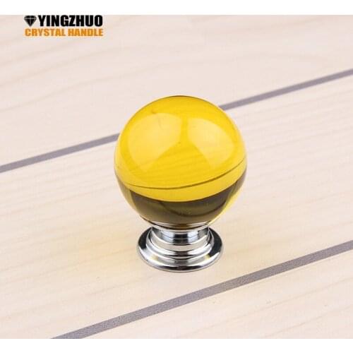 30mm 10pcs Glass Knobs Crystal Dresser / Drawer Knobs Pulls Handles Yellow / French Cabinet Door Knobs Handle Pull Knob Hardware