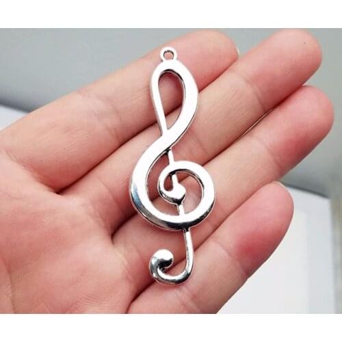 6pcs/lot--61x22mm, Musical Note chams, Antique silver plated Big Musical Note charms,DIY supplies, Jewelry accessories