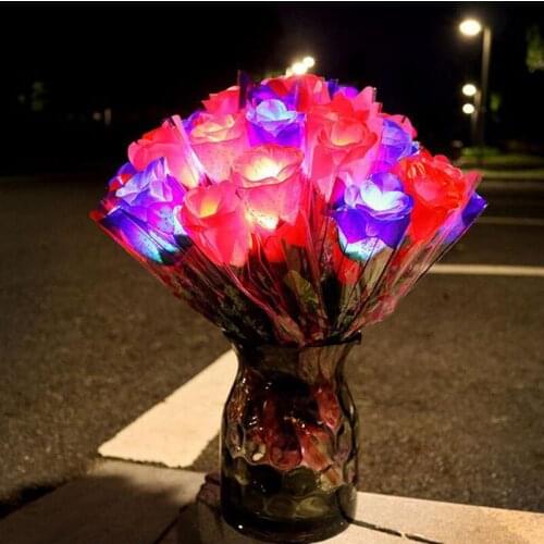 600pcs 28.5cm LED Romantic Rose Flower Light Up In The Dark Wedding Party Decoration Great Gifts For Girlfriend ZA4971