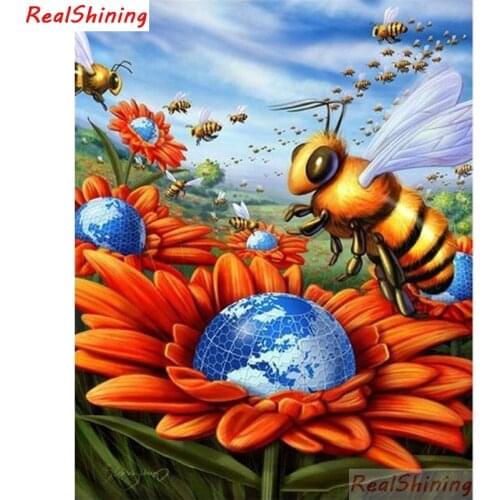 5D Diy Diamond Painting full Square Diamond Cross Stitch Diamond Embroidery Bee and flower picture for room Decor H2040