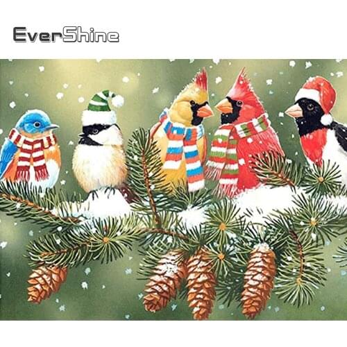 EverShine Diamond Embroidery Full Square Animal 5D Diamond Painting Winter Mosaic Picture Of Rhinestones Bird Room Decor