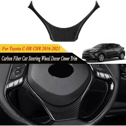 Carbon Fiber Car Steering For Toyota CHR C-HR 2016-2021 Carbon Fiber Car Steering Wheel Decor Cover Trim U