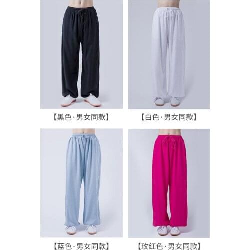 Unisex spring&Summer High quality cotton&linen Tai chi taijiquan training pants martial arts wushu trousers