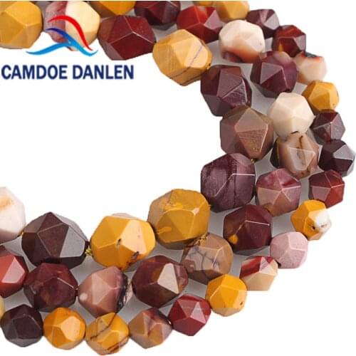 CAMDOE DANLEN Natural Stone Big Faceted Mookaite Round Loose Beads 6 8 10 MM Fit Diy Beads Handmade For Jewelry Making Part