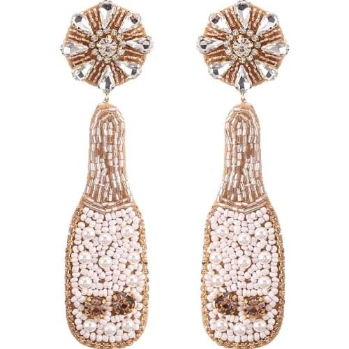 Boho Earrings Ethnic Large Beads Wine bottle Earrings 2020 Handmade Big Beads Statement Earrings Party Dangle Drop Earring Gift