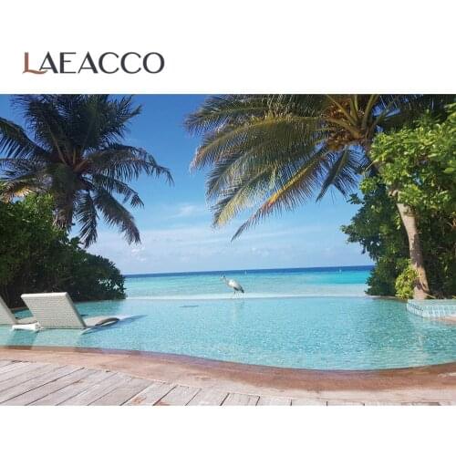 Laeacco Tropical Summer Forest Swimming Pool Party Photophone Photocall Photo Backdrop Photography Background For Photo Studio