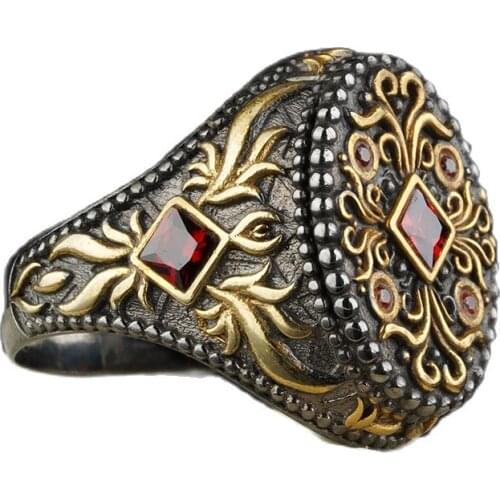 Custom Jewelry Guaranteed High-quality 925 Sterling Silver stone ring green color in a luxurious way for men with gift