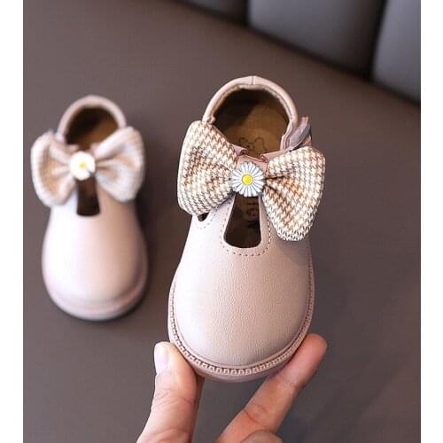 Girls' Leather Shoes 2021 Spring New Korean Version of The Bow Soft Bottom Non-slip Princess Shoes Childrens Baby Fashion Shoes