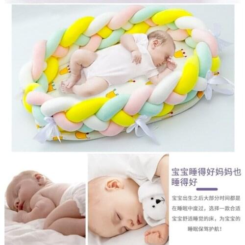 Hot selling four strands woven baby folding bed cotton detachable portable bionic cot in the bed baby safety fence 2021