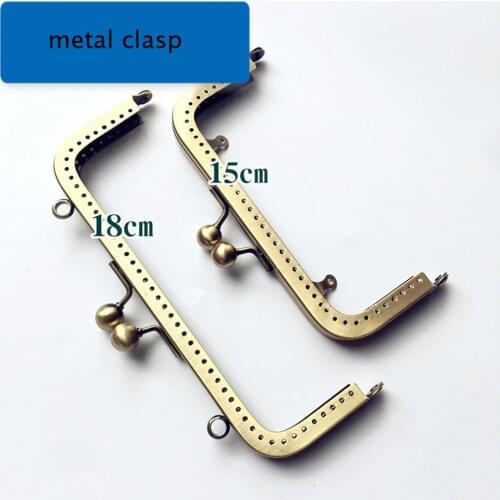 15 18cm DIY bag making metal clasp kiss buckle no knurling purse frame right angle side 5pcs/lot bronze color