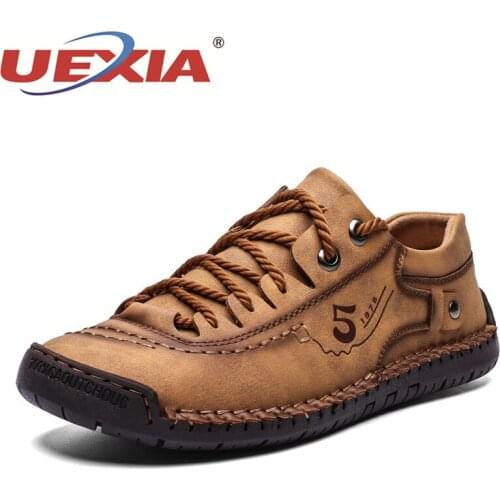 Spring Autumn Mens Shoes Lace-up Outdoor Casual Comfortable Soft Leather Loafers Flats Moccasins Fashion Soft Comfortable 39-48