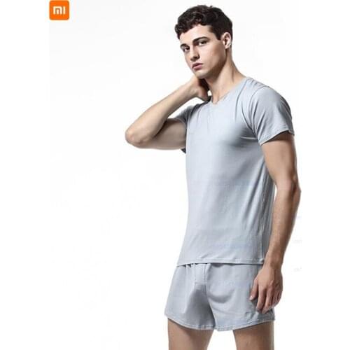 Xiaomi youpin Mens casual suit spring and summer cotton short-sleeved shorts pajamas mens comfortable home service