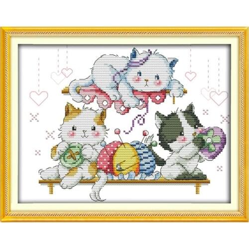 Cat embroidery cross stitch kit animal 18ct 14ct 11ct count print stitching embroidery DIY handmade needlework plus