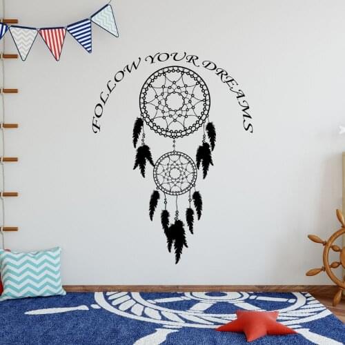 Follow Your Dream Dreamcatcher Mural Wall Sticker Removable Dreamcatcher For Livingroom And Bedroom Decoration A002106