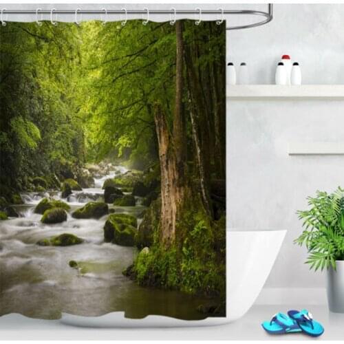 Natural Forest Shower Curtain Great Smoky Mountains National Park Waterproof Fabric Bath Curtain for Bathroom Decor Sets & Hooks