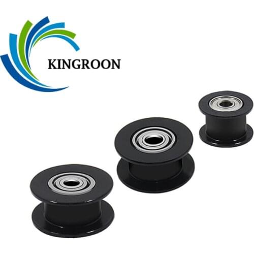 KINGROON 1PC Black GT2 Idler Pulley For 3D Printer Parts Aluminum 20 Teeth 16 Teeth 2GT Timing Pulley Bore 3mm 5mm Width Pulley