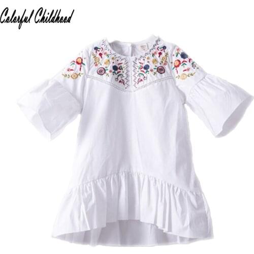 Soft breathable baby dress summer lace floral embroidery flare sleeve kids dresses for girls clothing Meisjesrok