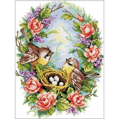 Birds nest in the wreath Counted Cross Stitch 11CT 14CT 18CT DIY Chinese Cross Stitch Kits Embroidery Needlework Sets