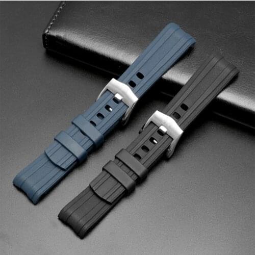Brand quality New 20mm Black Blue Soft Dustproof Silicone Rubber Watchband strap Special for Omega Seamaster 300 Bracelet