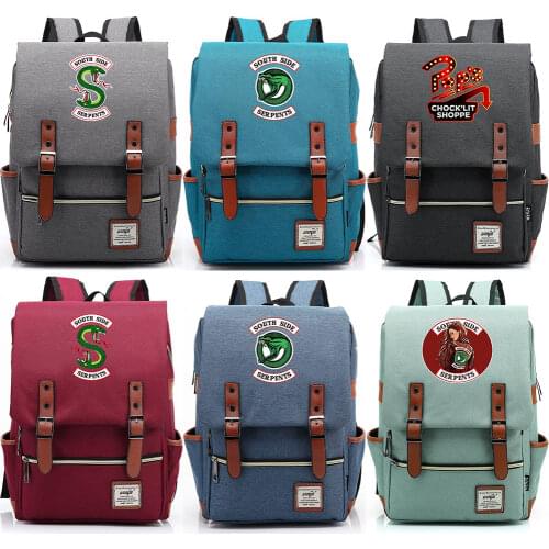 Snake pops chock'lit shoppe Riverdale Boy Girl Student School bag Teenagers Schoolbags Canvas Women Bagpack Men Belt Backpack