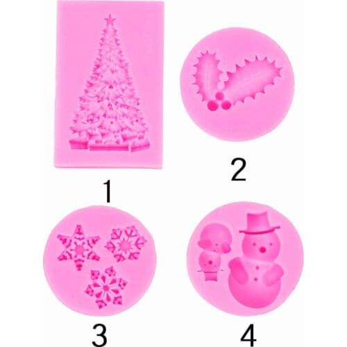 Snowman Snowflake Christmas Tree Leaf Christmas Silicone Mold Fondant For Chocolate Keychain Resin Mold Cake Decoration Tools