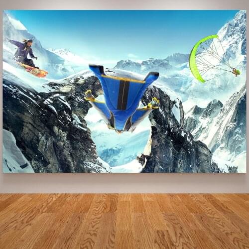 Sport Canvas Painting Skiing Posters and Prints Snowboarding Snow Mountain Wingsuit Flying Wall Pictures for Living Room Cuadros