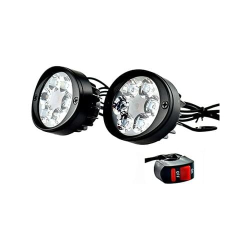 2PCS LED Motorcycle Headlight Motorbike Mirror Mount Driving Headlamp Spotlight Assist Head Spot Fog Lamp Moto Side Mirror Light