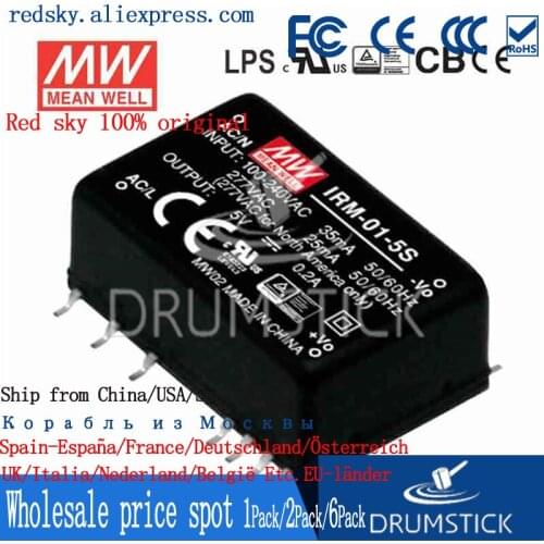 Steady MEAN WELL IRM-01 1W meanwell 3.3V0.3A 5V0.2A 9V0.111A 12V0.083A 15V0.067A 24V0.042A PCB mounting style