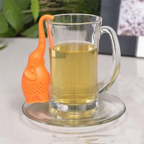 VFGTERTE 1PC Cute Silicone Tea Infuser Cartoon Animal Elephant Mug Cup Loose Shape Leaf Herb Spiece Filter Tea Infuser
