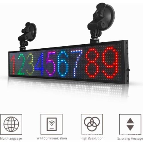 WiFi LED Sign - P5MM Programmable LED Sign SMD 7 Color Scrolling Message Board 20"x9.6" 12V Car LED Advertising Display Panel