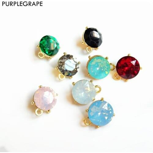Japanese and Korean fashion inlaid color zircon DIY handmade earrings accessories pendant a pack of 8